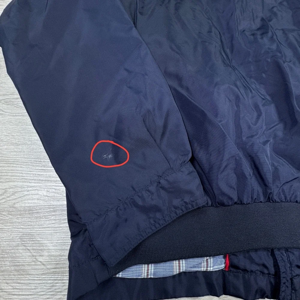 Tommy‎ Hilfiger Men's Jacket Windbreaker Navy Blue Large Plaid Lined Full Zip
